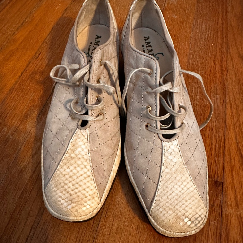 Quilted Lace-Up Amalfi Shoes with Snakeskin Detail